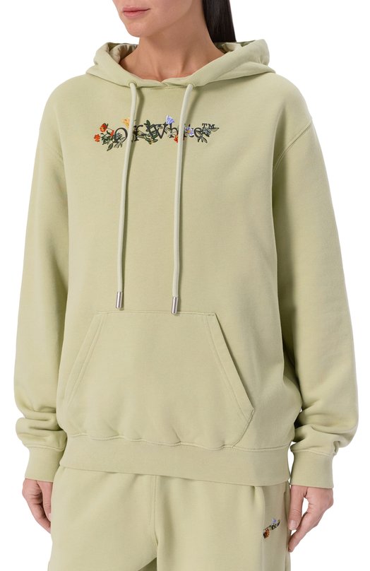 Хлопковое худи Off-White 0WBB064F25FLE002 Зелёный  0WBB064F25FLE002 Фото 3