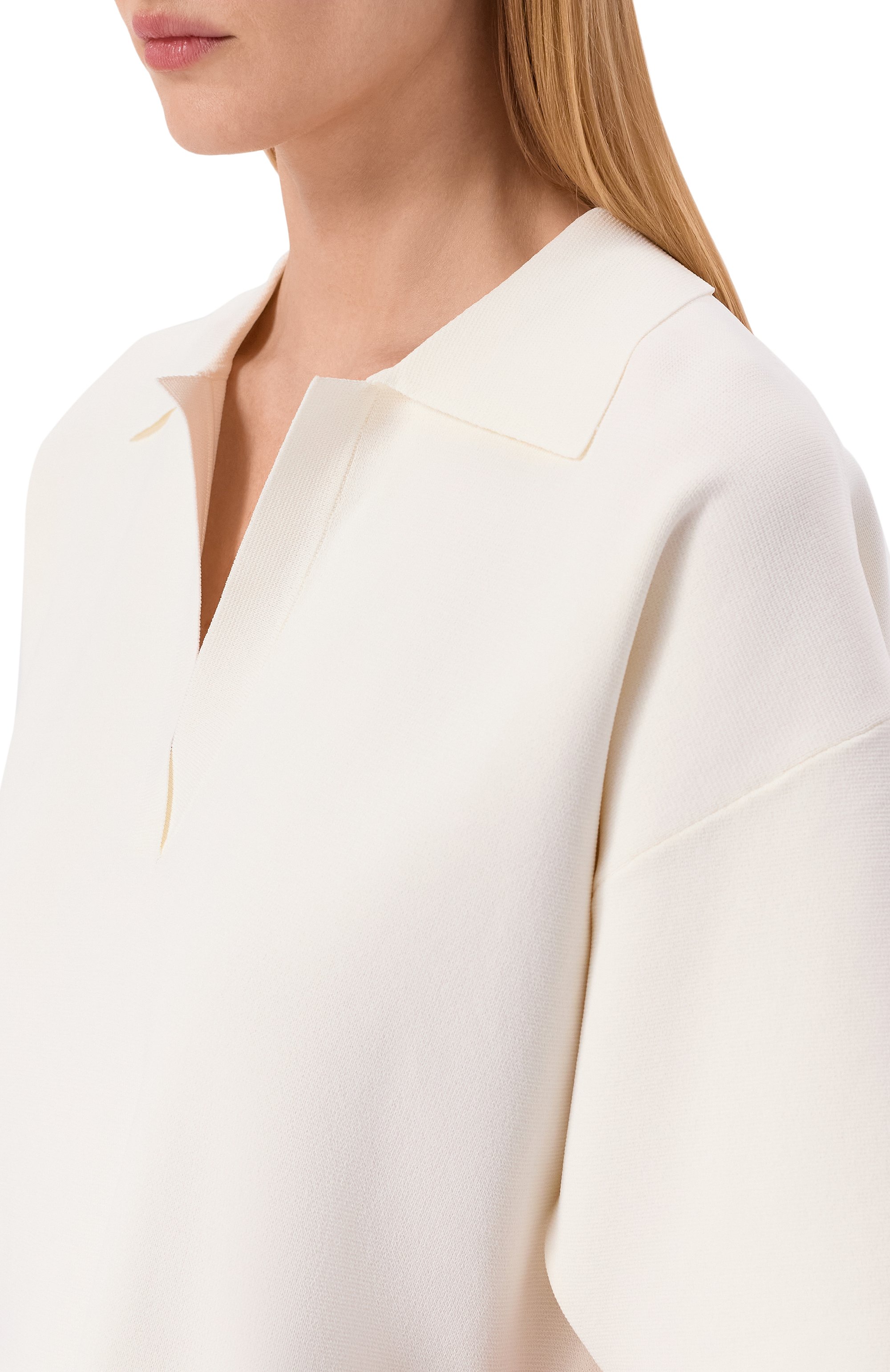 Поло из вискозы P.A.R.O.S.H. кремового цвета по цене 39400 руб., арт. D540982/R0MA26, фото 5 Поло из вискозы P.A.R.O.S.H., арт. D540982/R0MA26, фото 5