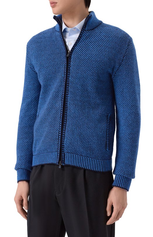 Шерстяной кардиган Kiton UMM072204 Синий  UMM072204 Фото 3