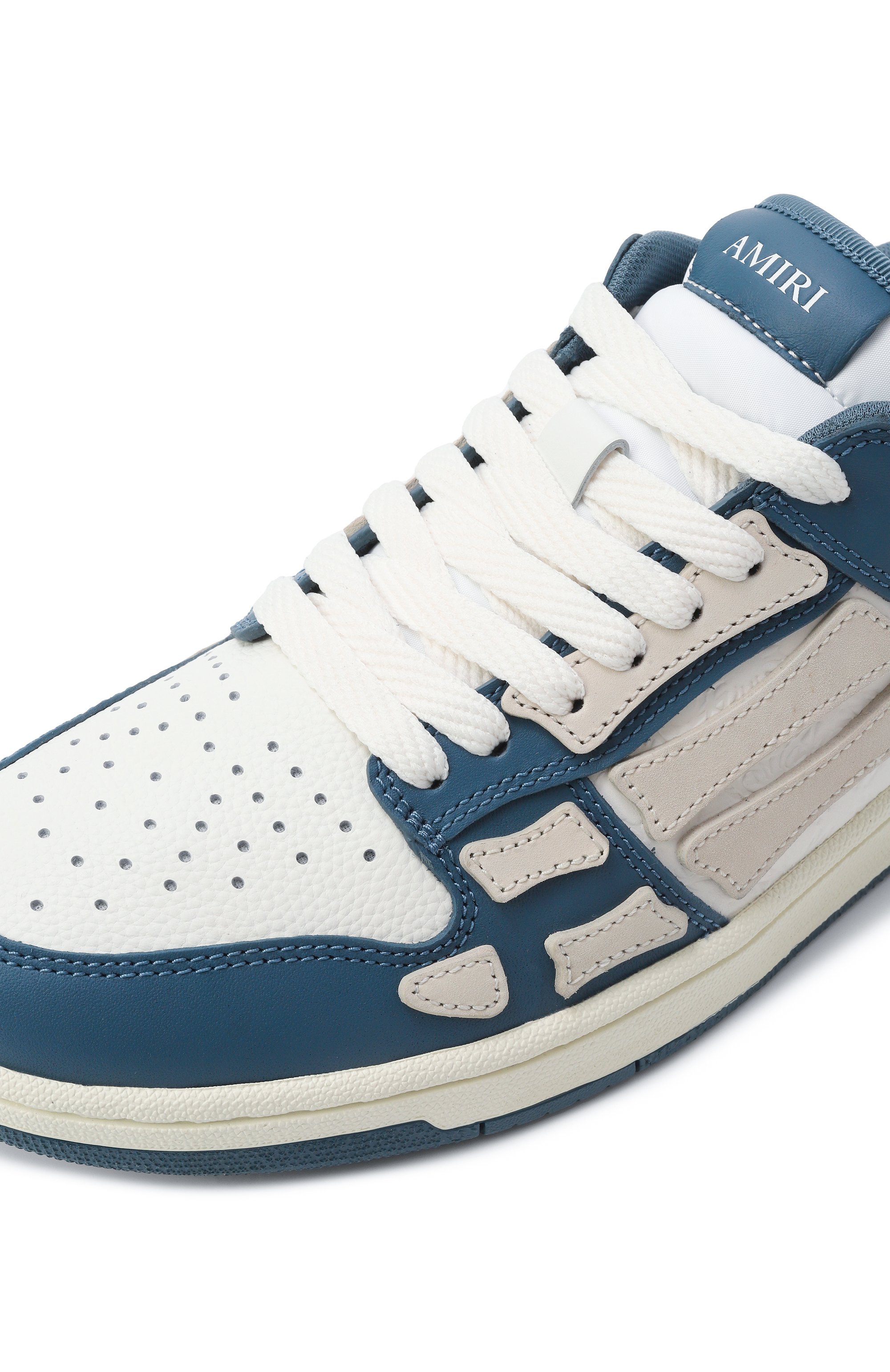 Кожаные кеды debossed ma quad skel AMIRI синего цвета по цене 65450 руб., арт. AMF0SR1115, фото 7 Кожаные кеды debossed ma quad skel AMIRI, арт. AMF0SR1115, фото 7