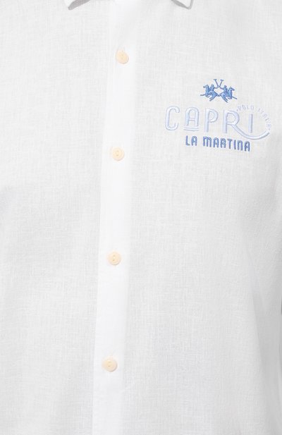 Рубашка из хлопка и льна LA MARTINA белого цвета по цене 17500 руб., арт. YMC312/TL072, фото 5 Рубашка из хлопка и льна LA MARTINA, арт. YMC312/TL072, фото 5