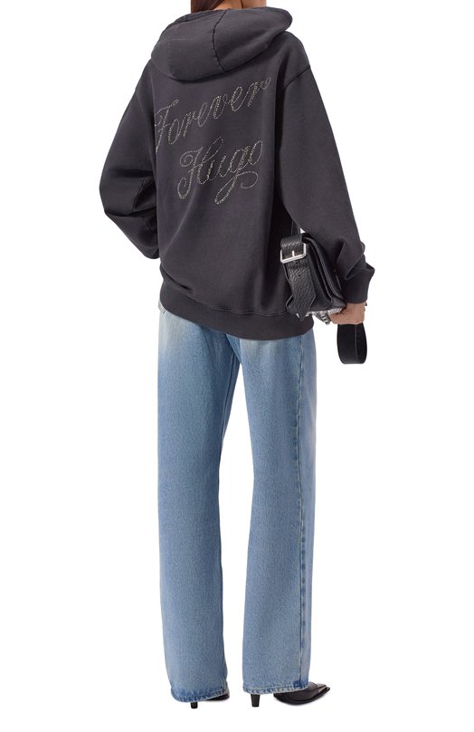 Хлопковое худи HUGO Blue 50547955 Чёрный  50547955 Фото 2