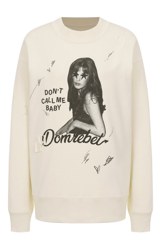 Хлопковый свитшот DOMREBEL CALL ME SWEATSHIRT Кремовый CALL ME SWEATSHIRT