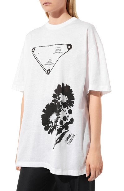 Хлопковая футболка PRADA, арт. 3558A-1YVF-F0009-211, фото 3