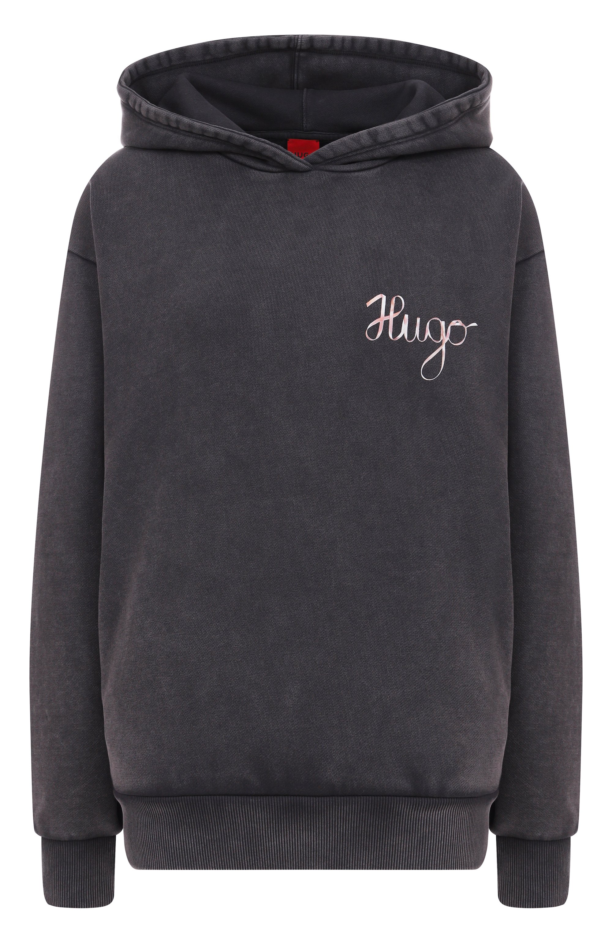Хлопковое худи HUGO темно-серого цвета по цене 19800 руб., арт. 50544870, фото 1 Хлопковое худи HUGO, арт. 50544870, фото 1