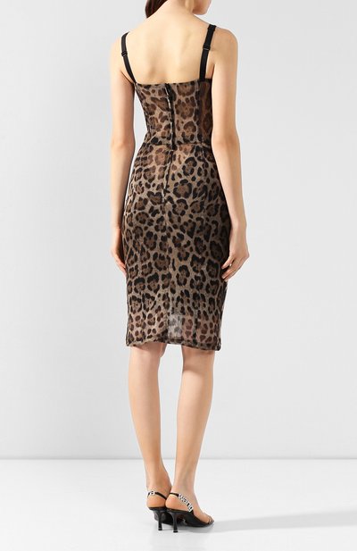 Платье с принтом DOLCE & GABBANA леопардового цвета по цене 291000 руб., арт. F6F4XT/FSEGZ, фото 4 Платье с принтом DOLCE & GABBANA, арт. F6F4XT/FSEGZ, фото 4