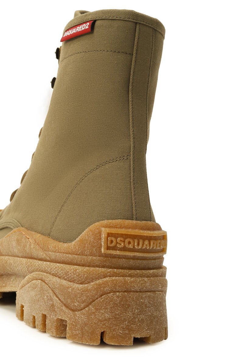 Мужские текстильные ботинки urban DSQUARED2 хаки цвета, арт. ABM0154/00300001 | Фото 7 (Каблук высота: Высокий; Материал внутренний: Текстиль; Подошва: Массивная; Материал внешний: Текстиль; Материал утеплителя: Без утеплителя; Мужское Кросс-КТ: Байкеры-обувь)