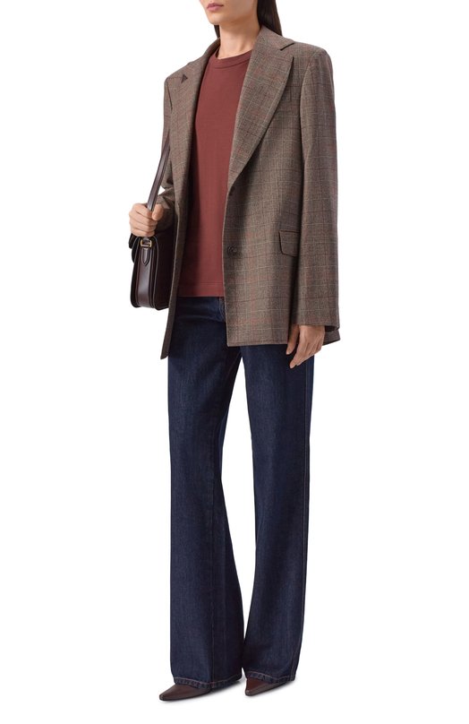 Хлопковая футболка Brunello Cucinelli M0T81BI100 Бордовый  M0T81BI100 Фото 2