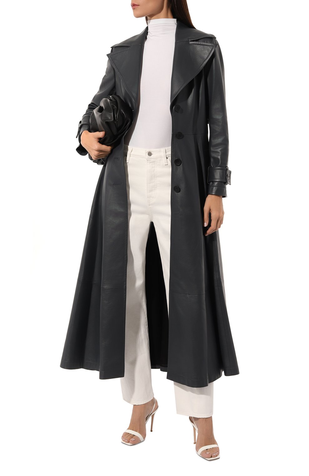 Кожаный плащ YANINA темно-серого цвета по цене 496280 руб., арт. T-2719, фото 2 Кожаный плащ YANINA, арт. T-2719, фото 2