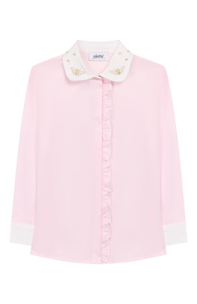 Хлопковая блузка ALETTA розового цвета по цене 13350 руб., арт. AC999306ML/9A-16A, фото 1 Хлопковая блузка ALETTA, арт. AC999306ML/9A-16A, фото 1