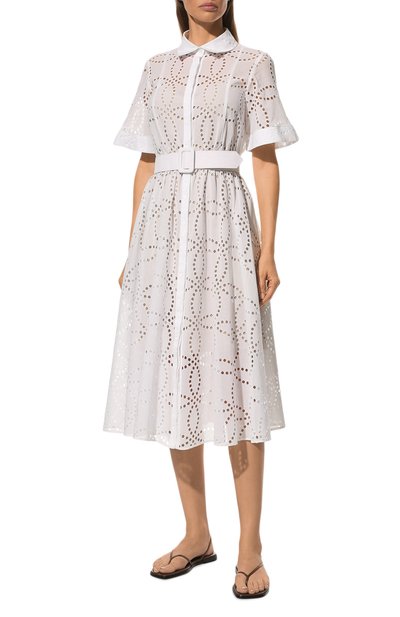 Хлопковое платье OSCAR DE LA RENTA белого цвета по цене 290500 руб., арт. 20RN272ECV, фото 3 Хлопковое платье OSCAR DE LA RENTA, арт. 20RN272ECV, фото 3