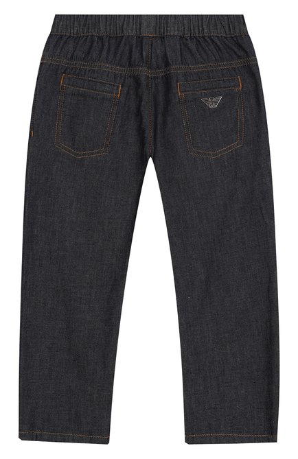 Детские джинсы EMPORIO ARMANI темно-синего цвета, арт. EB000255/AF13600 | Фото 2 (Нос: Не проставлено; Материал сплава: Проставлено; Материал внешний: Хлопок)