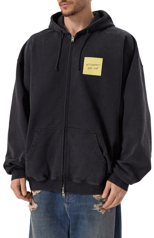 Хлопковая толстовка VETEMENTS UA65HD210B/1302 M0LLET0N Серый  UA65HD210B/1302 M0LLET0N Фото 3
