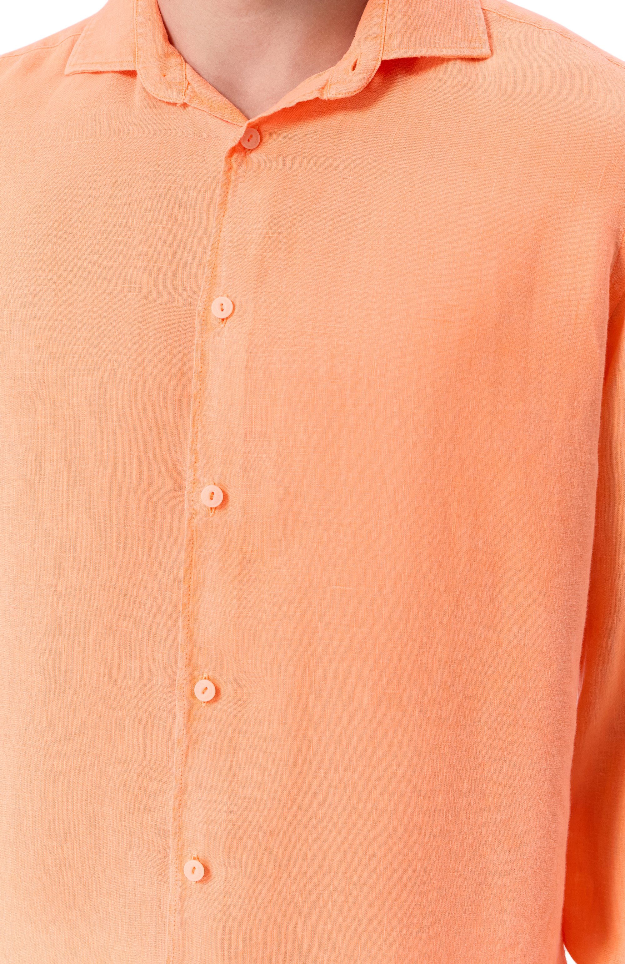 Льняная рубашка MC2 SAINT BARTH оранжевого цвета по цене 19950 руб., арт. STBM PAMPL0NA/02007H, фото 5 Льняная рубашка MC2 SAINT BARTH, арт. STBM PAMPL0NA/02007H, фото 5