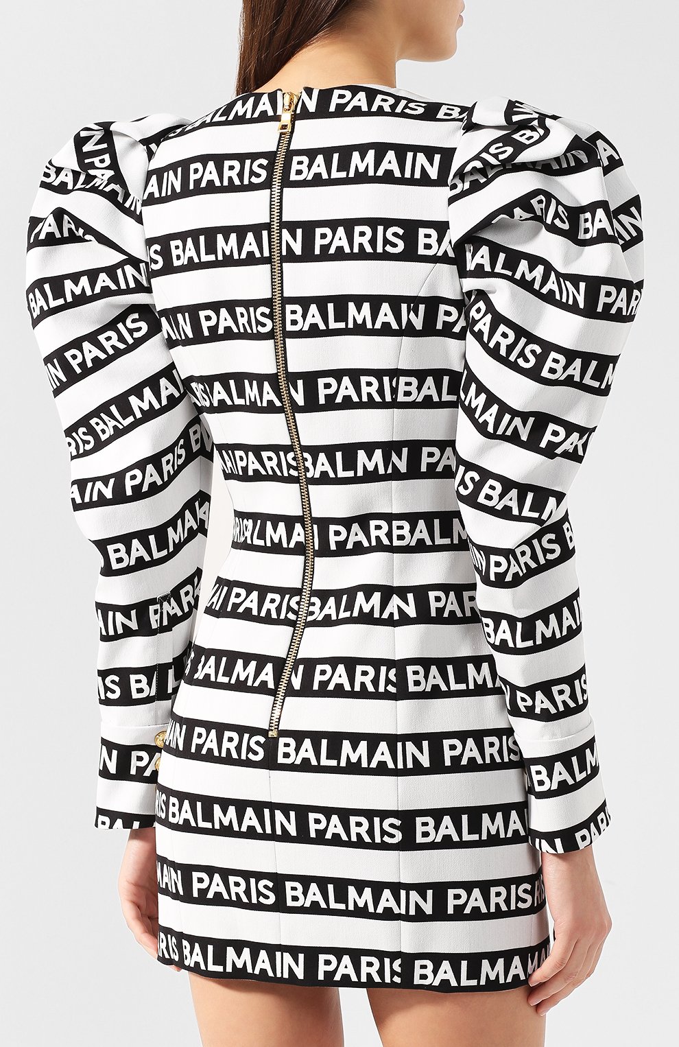 Хлопковое платье BALMAIN черно-белого цвета по цене 597500 руб., арт. RF16186/C054, фото 4 Хлопковое платье BALMAIN, арт. RF16186/C054, фото 4