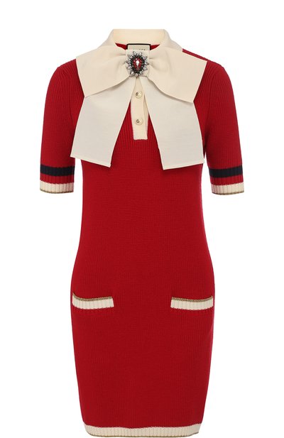 Шерстяное мини-платье с контрастным бантом GUCCI, арт. 481385/X5V60, фото 1