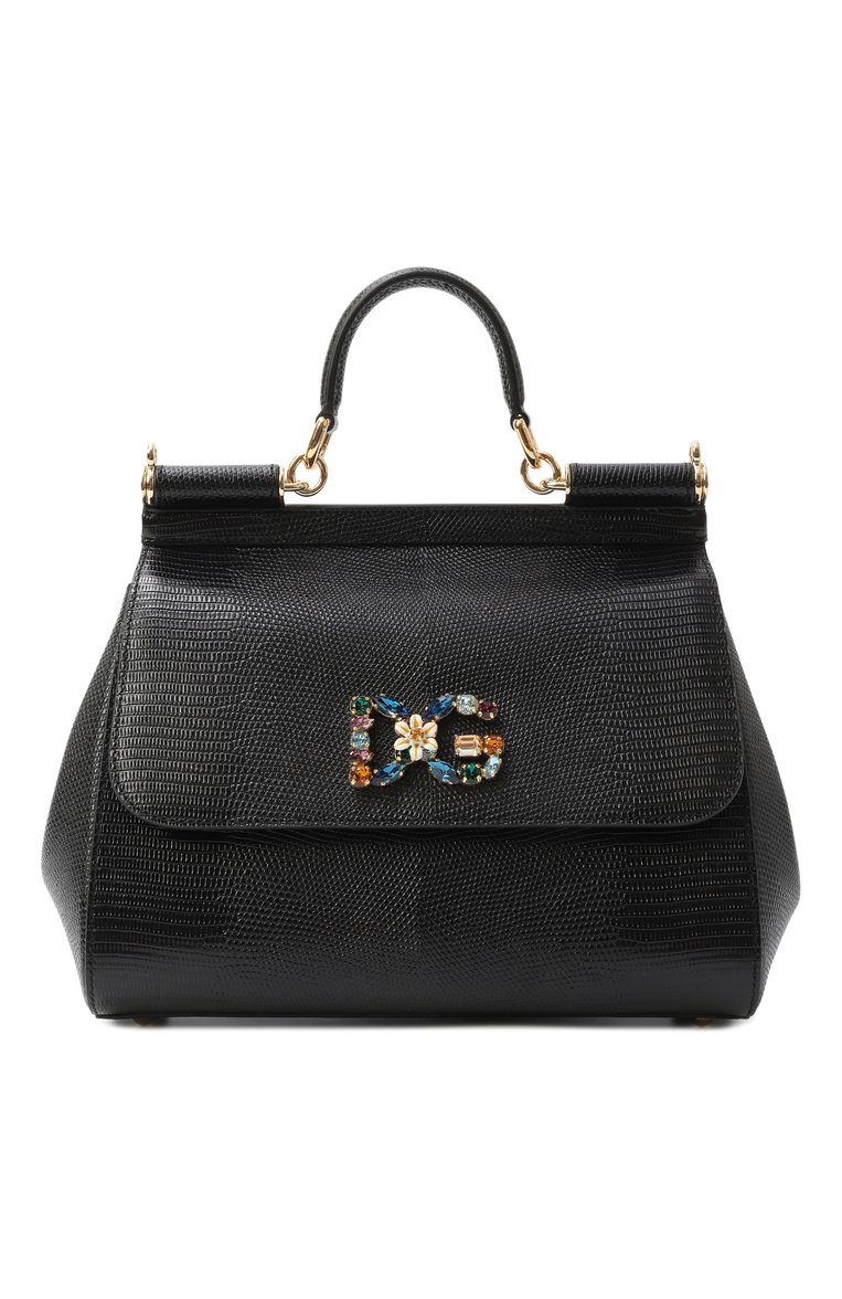 Женская сумка sicily medium DOLCE & GABBANA черного цвета, арт. BB6002/AI742 | Фото 1 (Ремень/цепочка: На ремешке; Материал: Натуральная кожа; Статус проверки: Проверено, Проверена категория; Сумки-технические: Сумки через плечо, Сумки top-handle; Размер: medium)
