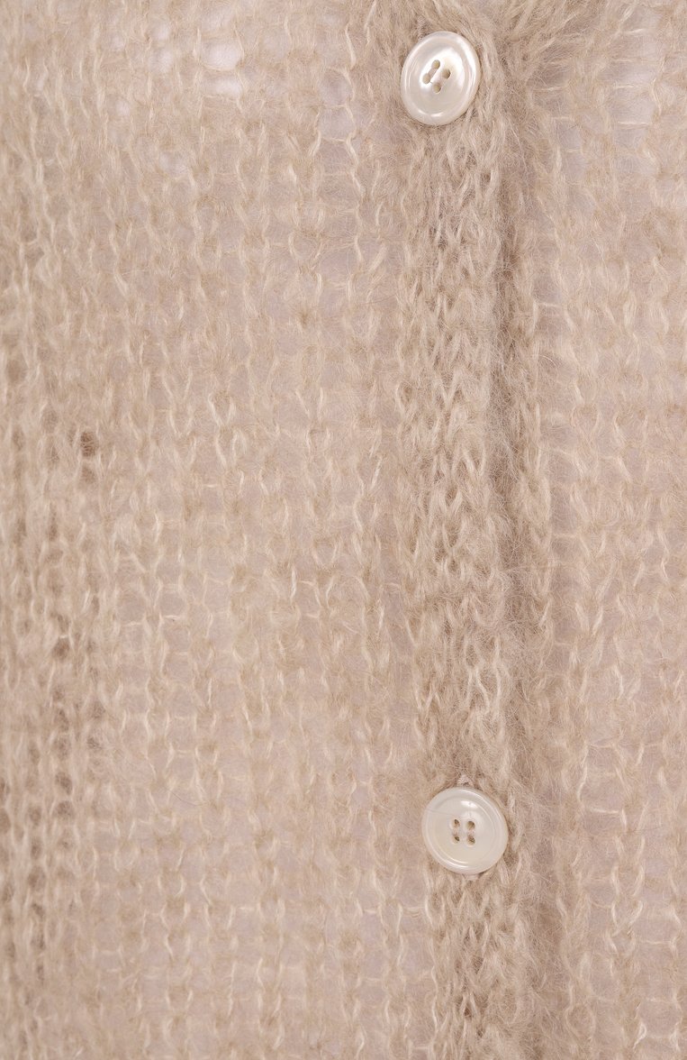 Женский шерстяной кардиган WEEKEND MAX MARA бежевого цвета, арт. P0NTIAC | Фото 6 (Длина (для топов): Стандартные; Рукава: Длинные; Материал внешний: Шерсть; Автоматизация ТО: Проставлено; Автоматизация состава: Проставлено; Стили: Кэжуэл; Женское Кросс-КТ: кардиган-трикотаж)
