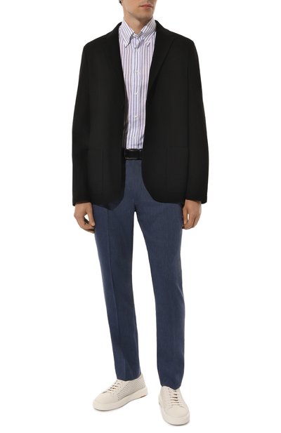 Мужская рубашка из хлопка и льна BRUNELLO CUCINELLI, арт. MM6461716