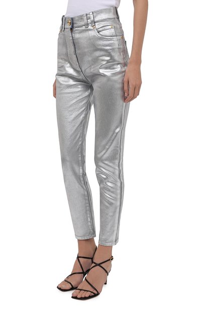 Джинсы BALMAIN серебряного цвета по цене 118500 руб., арт. WF0MG005/D160, фото 3 Джинсы BALMAIN, арт. WF0MG005/D160, фото 3