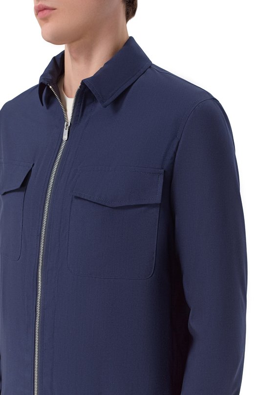 Куртка-рубашка из шерсти и шелка Marco Pescarolo URUS/5314 Синий  URUS/5314 Фото 5