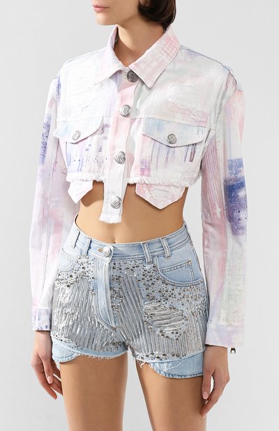 Укороченная куртка BALMAIN разноцветного цвета по цене 166500 руб., арт. SF28313/I246, фото 3 Укороченная куртка BALMAIN, арт. SF28313/I246, фото 3