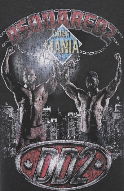 Футболка из хлопка и вискозы DSQUARED2 темно-серого цвета по цене 52750 руб., арт. S71GD1530/S22146, фото 5 Футболка из хлопка и вискозы DSQUARED2, арт. S71GD1530/S22146, фото 5