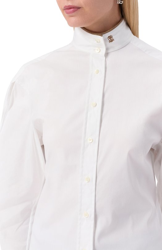 Хлопковая рубашка Brunello Cucinelli M0091NL936 Белый  M0091NL936 Фото 5