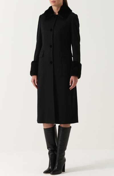 Вязаное пальто с отделкой из меха норки KITON, арт. D44611K05P35, фото 3