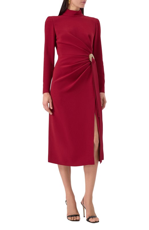 Платье из шелка и вискозы Elie Saab D0777AP25/CD003 Бордовый  D0777AP25/CD003 Фото 3