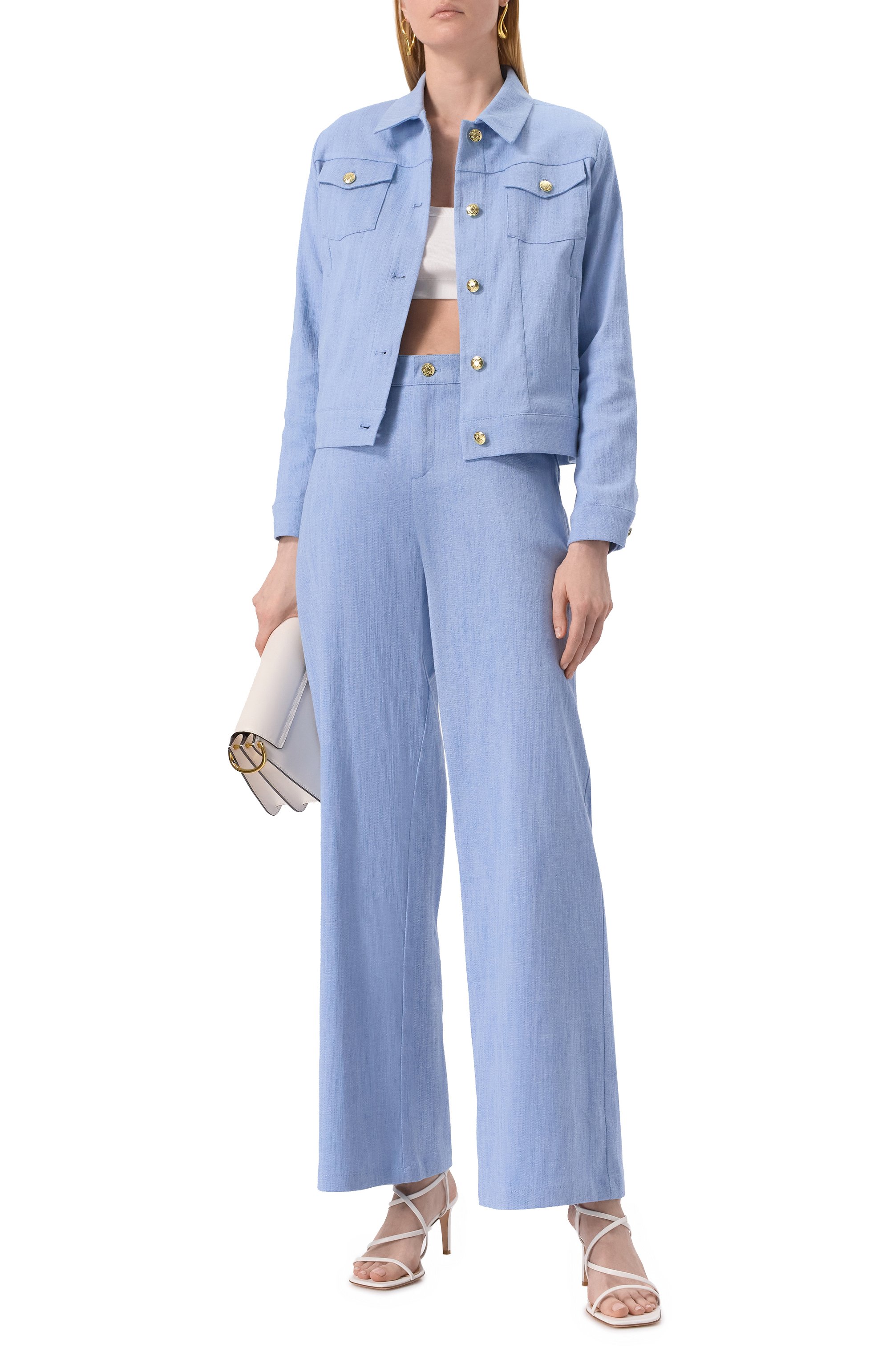 Брюки MAX AND MOI голубого цвета по цене 38500 руб., арт. E25BAINA, фото 2 Брюки MAX AND MOI, арт. E25BAINA, фото 2