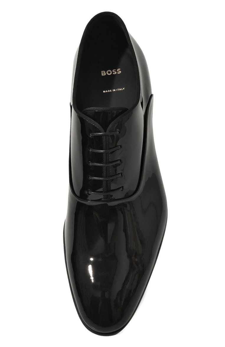 Мужские кожаные оксфорды BOSS черного цвета, арт. 50499833 | Фото 6 (Нос: Не проставлено; Материал внутренний: Натуральная кожа; Стили: Классический; Мужское Кросс-КТ: Вечерняя обувь; Материал внешний: Натуральная кожа)