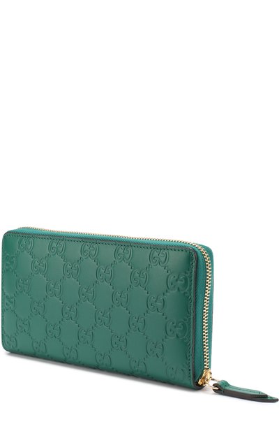 Кожаный кошелек с тиснением signature на молнии GUCCI зеленого цвета по цене 56850 руб., арт. 410102/CWC1G, фото 2 Кожаный кошелек с тиснением signature на молнии GUCCI, арт. 410102/CWC1G, фото 2
