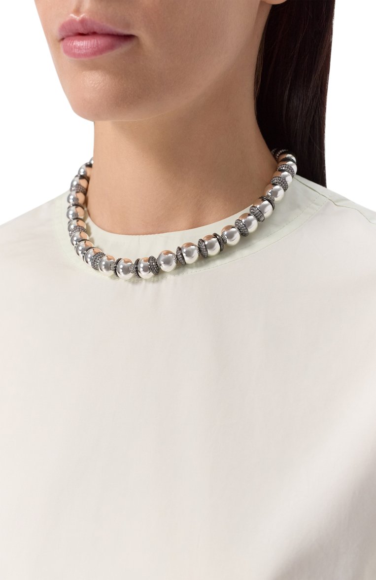 Женское колье VIEN серебряного цвета, арт. 2425-223SILVER | Фото 2 (Нос: Не проставлено; Региональные ограничения белый список (Axapta Mercury): Не проставлено; Материал: Серебро, Металл)