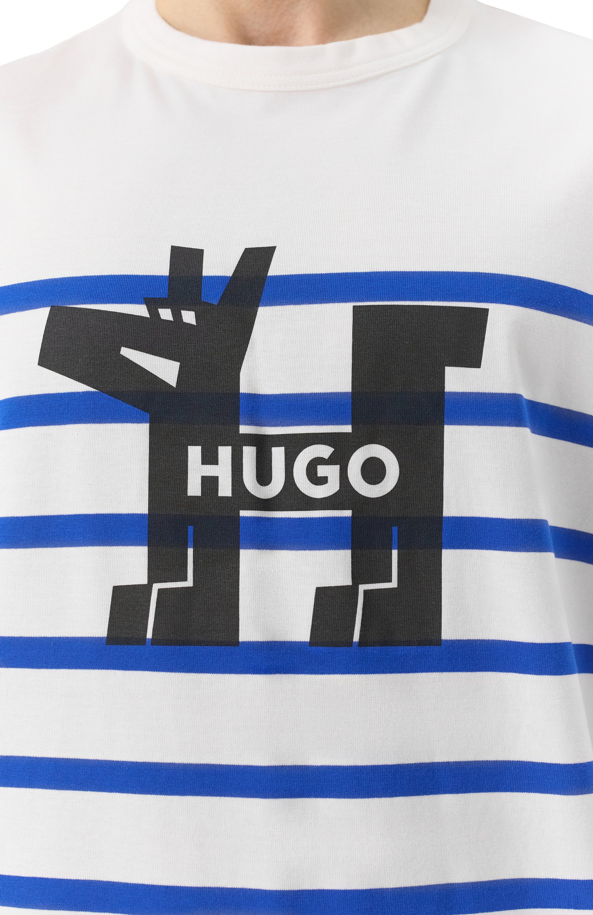 Хлопковая футболка HUGO BLUE белого цвета по цене 8995 руб., арт. 50530330, фото 5 Хлопковая футболка HUGO BLUE, арт. 50530330, фото 5