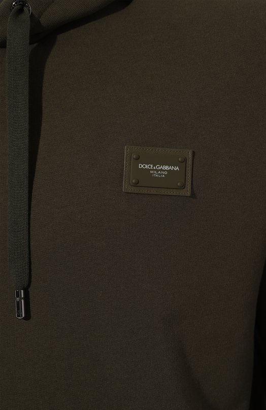 Хлопковое худи Dolce & Gabbana G9ZU0T/G7M4Y Хаки  G9ZU0T/G7M4Y Фото 5