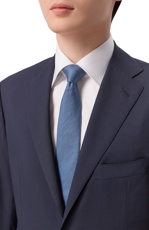 Галстук из шелка и льна Canali 18/HJ04592 Синий  18/HJ04592 Фото 2