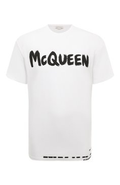 Мужская хлопковая футболка ALEXANDER MCQUEEN белого цвета, арт. 622104/QTZ57 | Фото 1 (Рукава: Короткие; Длина (для топов): Стандартные; Принт: С принтом; Материал сплава: Проставлено; Материал внешний: Хлопок; Драгоценные камни: Проставлено; Стили: Кэжуэл)