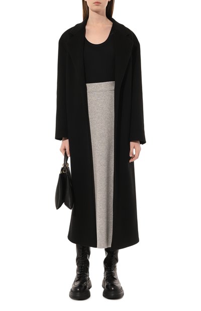 Кашемировая юбка FREEAGE серого цвета по цене 44800 руб., арт. FW 50016-MG, фото 2 Кашемировая юбка FREEAGE, арт. FW 50016-MG, фото 2