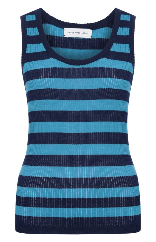 Хлопковая майка Dries Van Noten 011223/3702 Синий 011223/3702