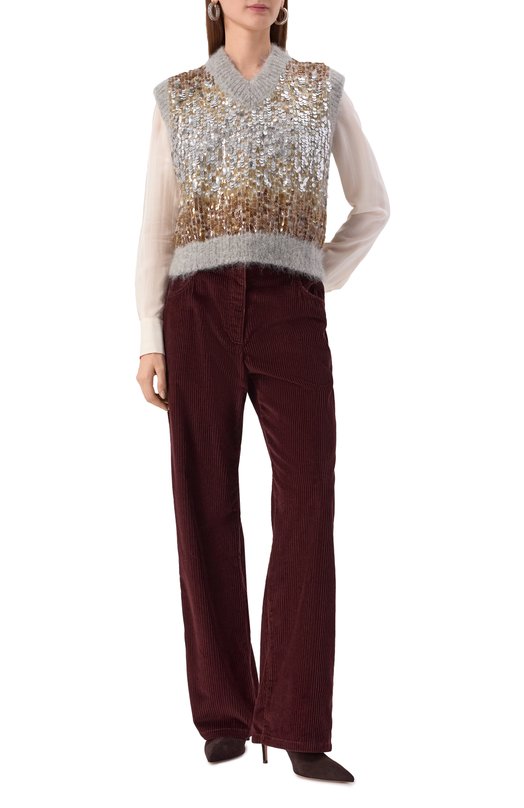 Вельветовые брюки Brunello Cucinelli MA180P9075 Бордовый  MA180P9075 Фото 2