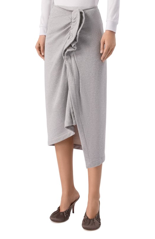 Хлопковая юбка Dries Van Noten 131112/3611 Серый  131112/3611 Фото 3