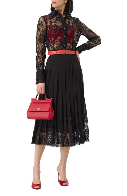 Женская шелковая юбка DOLCE & GABBANA черного цвета, арт. F4BFTT/FU1AR | Фото 2 (Материал внешний: Шелк; Длина Ж (юбки, платья, шорты): Миди; Статус проверки: Проверено, Проверена категория; Материал подклада: Шелк; Женское Кросс-КТ: Юбка-одежда; Драгоценные камни: Проставлено; Материал сплава: Проставлено)