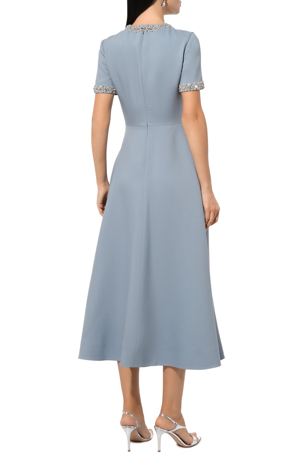 Платье из шерсти и шелка VALENTINO голубого цвета по цене 777000 руб., арт. 5B3VAAC61CF, фото 4 Платье из шерсти и шелка VALENTINO, арт. 5B3VAAC61CF, фото 4