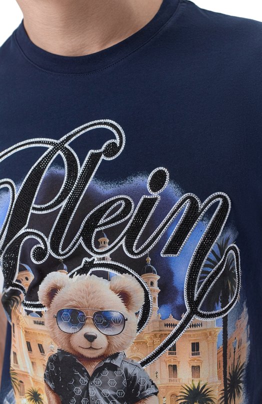 Хлопковая футболка Philipp Plein SAFC MTK8894 PJY002N Синий  SAFC MTK8894 PJY002N Фото 5