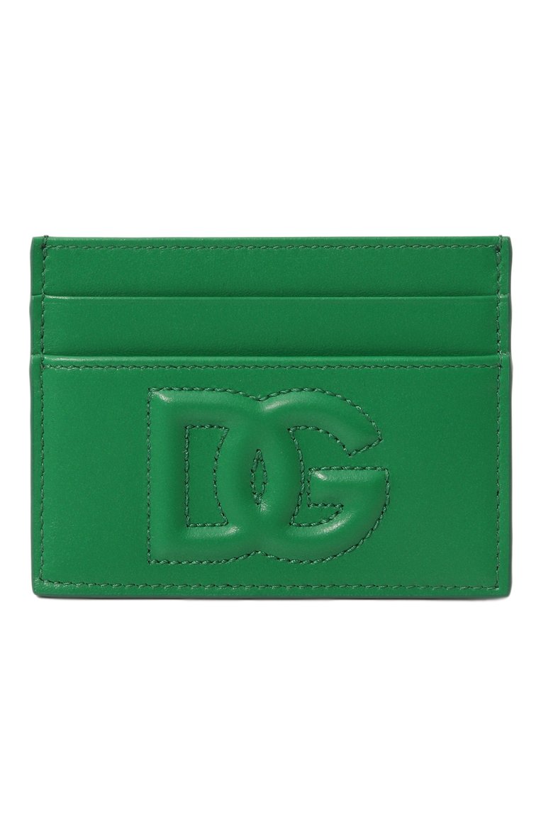 Женский кожаный футляр для кредитных карт DOLCE & GABBANA зеленого цвета, арт. BI0330/AG081 | Фото 1 (Материал: Натуральная кожа; Материал сплава: Проставлено; Нос: Не проставлено)