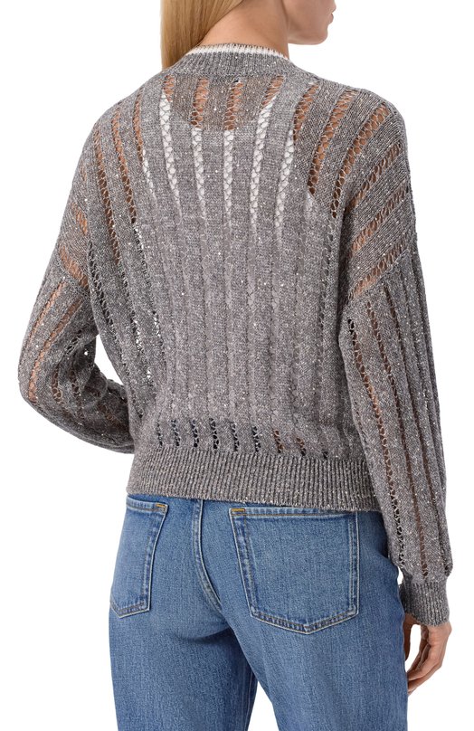 Льняной кардиган Brunello Cucinelli MC0559416 Серый  MC0559416 Фото 4