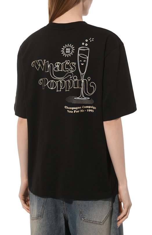 Хлопковая футболка HUGO 50502310 Чёрный  50502310 Фото 4