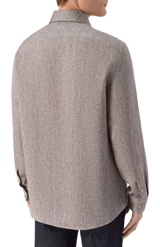 Льняная рубашка Brunello Cucinelli MM6840627 Коричневый  MM6840627 Фото 4