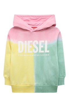 Детский хлопковое худи DIESEL разноцветного цвета, арт. J01111/KYAU5 | Фото 1 (Рукава: Длинные; Мальчики Кросс-КТ: Худи-одежда; Материал сплава: Проставлено; Нос: Не проставлено; Материал внешний: Хлопок; Драгоценные камни: Проставлено)